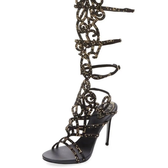 Rene Caovilla Scrolling Crystal Gladiator Sandals - Picture 1 of 16